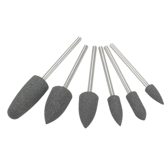 Uxcell Mounted Grinding Bits Grinder Heads Silicone Polishing Wheels for Rotary Tools Dark Gray 6 Pack