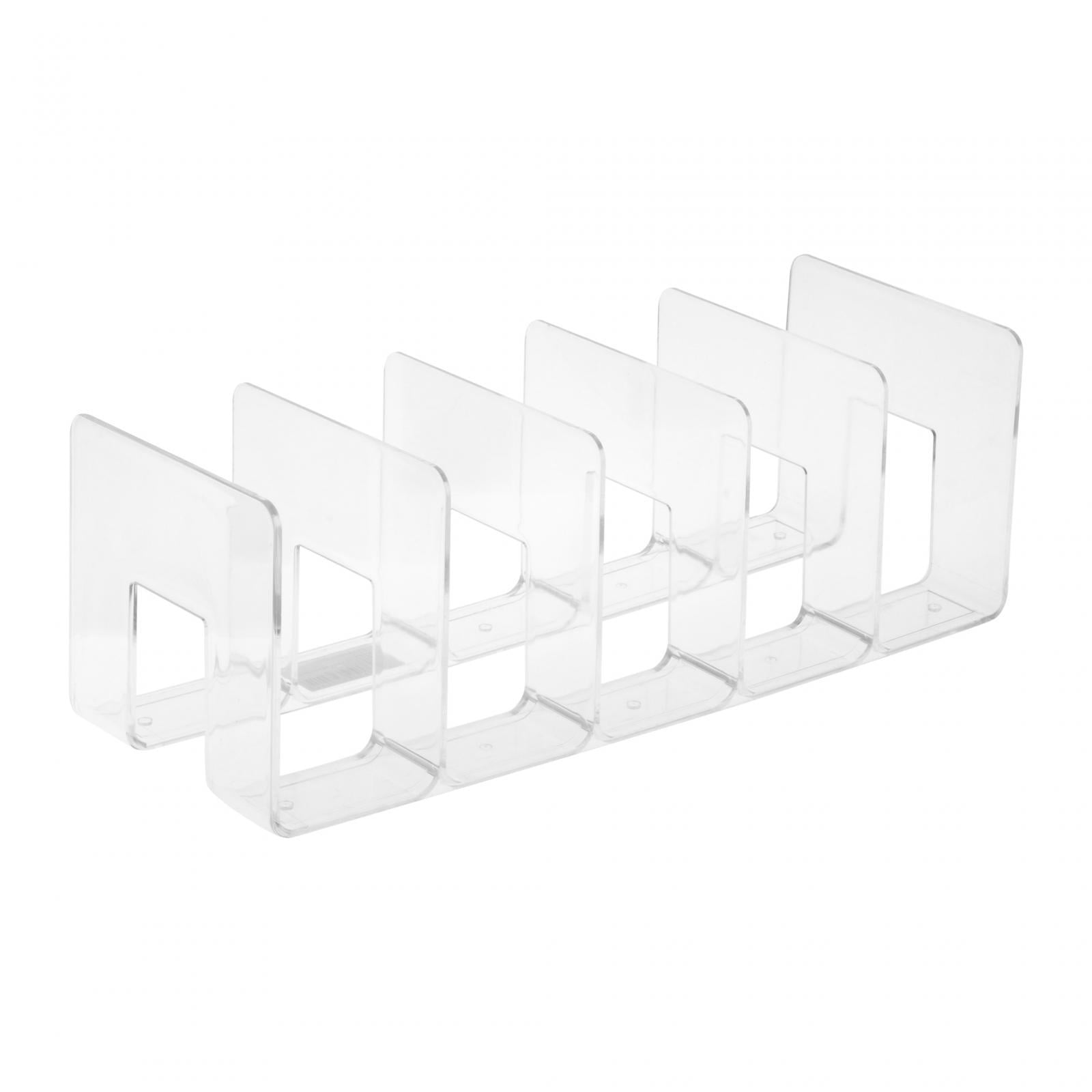 perfeclan Acrylic File Organizer 5 Compartment Book Stand s Display 5 Upright Section File Holder for Desk Home Bookcase Recipe
