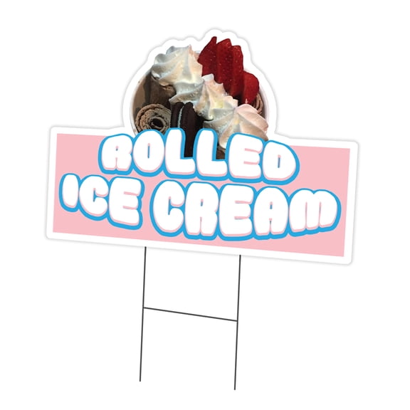 Rolled Ice Cream 18" x 24" Yard Sign & Stake | Advertise Your Business | Stake Included Double Sided Image | Made in The USA