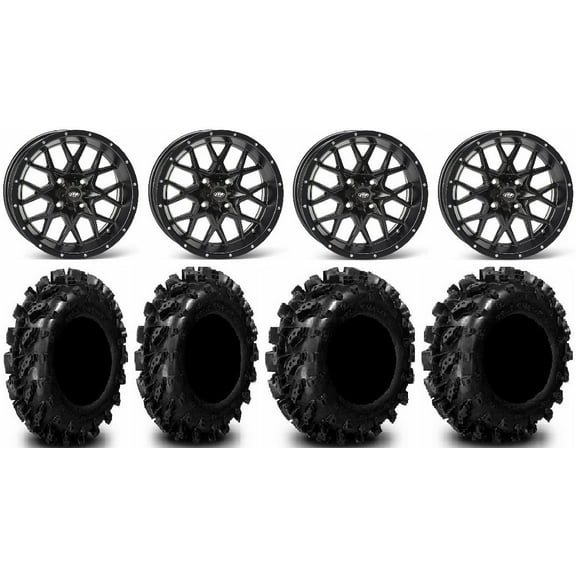 ITP Hurricane 12" Wheels Black 25" Swamp Lite Tires Honda Foreman Rancher SRA
