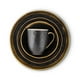 thumbnail image 5 of Stone Lain - Vajilla de porcelana de 16 piezas, servicio para 4, negro con ribete dorado, 5 of 12