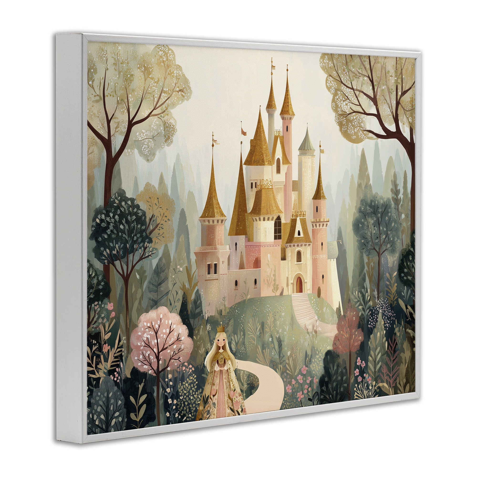 Stupell Industries Whimsical Castle Path White Framed Giclee Art, design by Christine Simpson Art