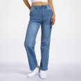 thumbnail image 1 of WILLBEST Jeans Mujer Pantalones Vaqueros de Mujer, Moda Informal, Rectos, de Pierna Ancha, Holgados, Cómodos, Elásticos, de Cintura Alta Chica, 1 of 5