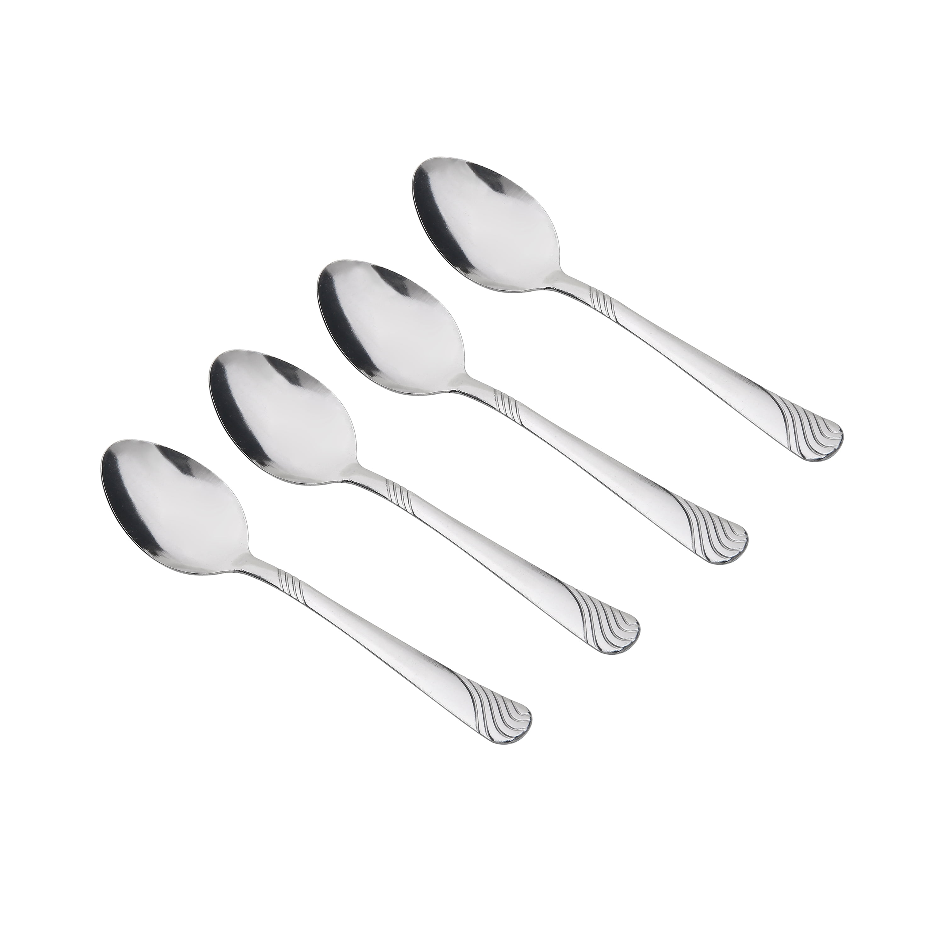 Mainstays 4-Piece Swirl Stainless Steel Teaspoon Set, Silver Tableware