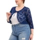 thumbnail image 1 of Cárdigan de encogimiento de hombros de talgrande Agnes Orinda chaquetas de bolero con lazo de encaje floral Azul marino 3XL, 1 of 6