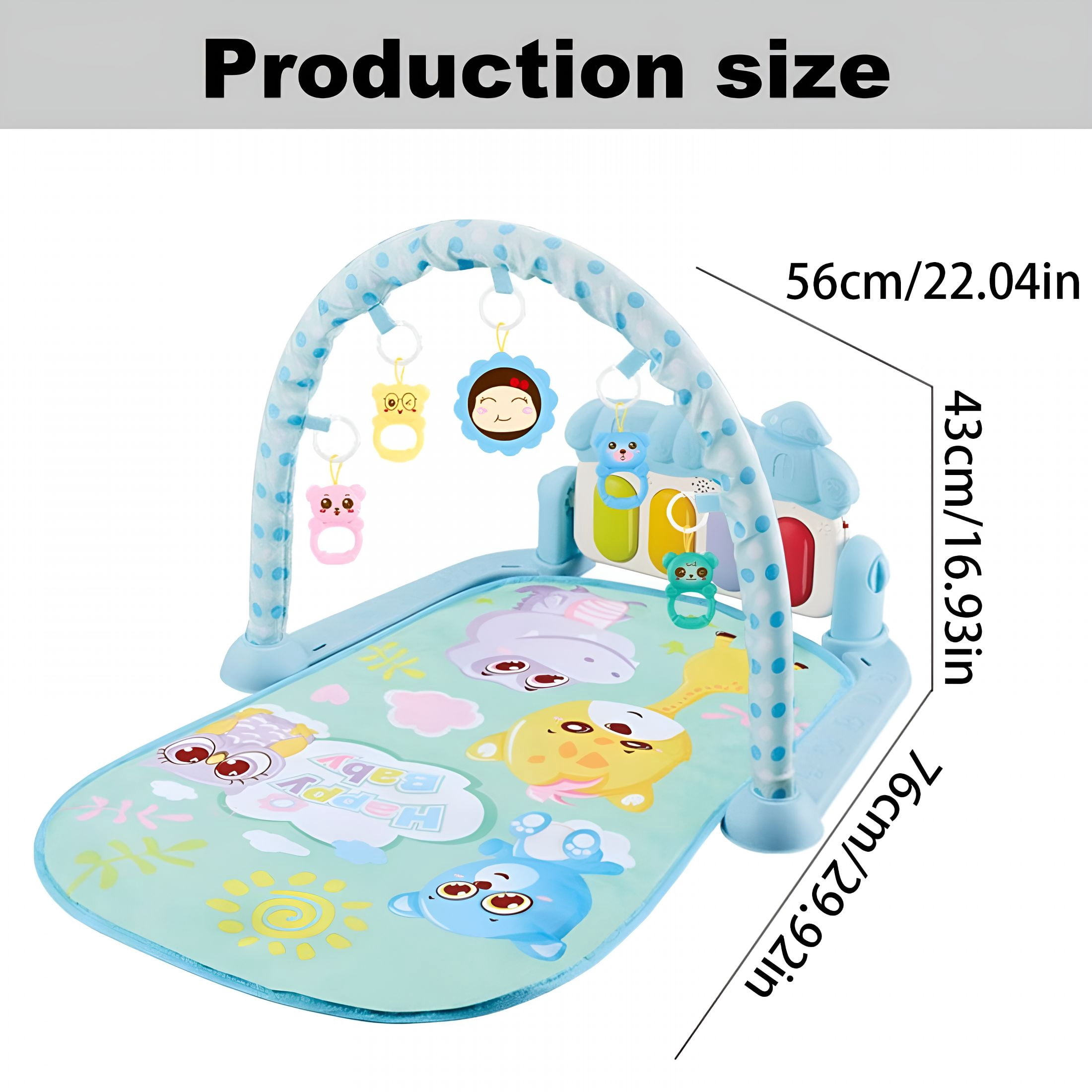BESTSKY Funny Play Piano Tummy Time Baby Activity Mat with 5 Infant Sensory Baby Toys, Baby Play Mat Baby Gym, Music and Lights Boy & Girl Gifts for Newborn Baby 0 to 3 6 9 12 Months