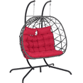 thumbnail image 5 of LEGAHOME 2-Person Wicker Egg Chair, Double Rattan Egg Chair with Stand and Removable Cushion, Outdoor Indoor Swing Hammock Chair Hanging Basket Chair for Patio Balcony Porch, Red, 5 of 8