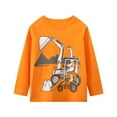 thumbnail image 4 of Toddler Boys' Long Sleeve Tee Shirt Christmas Cotton Casual Crewneck Excavator Graphic Tops T-Shirts Yellow Blue 3 Packs Sets 2T, 4 of 5