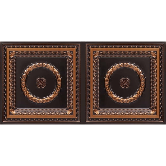 210 - Laurel Wreath 2 ft. x 4 ft. PVC Glue-up or Lay-in Ceiling Tile in Antique Copper (40 sq.ft / Pack) - 10 Pieces