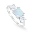 thumbnail image 2 of 3 Stone Princess Cut Engagement Ring Lab Created White Opal 925 Sterling Silver Size 6, 2 of 6