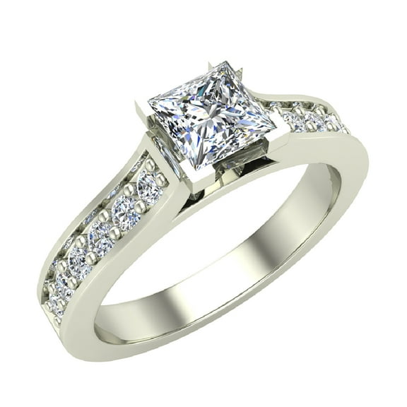 Engagement Rings Princess cut Diamond Rings for Women 14K White Gold 3/4 CT TW (G, SI)