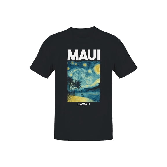 Maui Starry Night Beach Graphic Men's Black T-Shirt