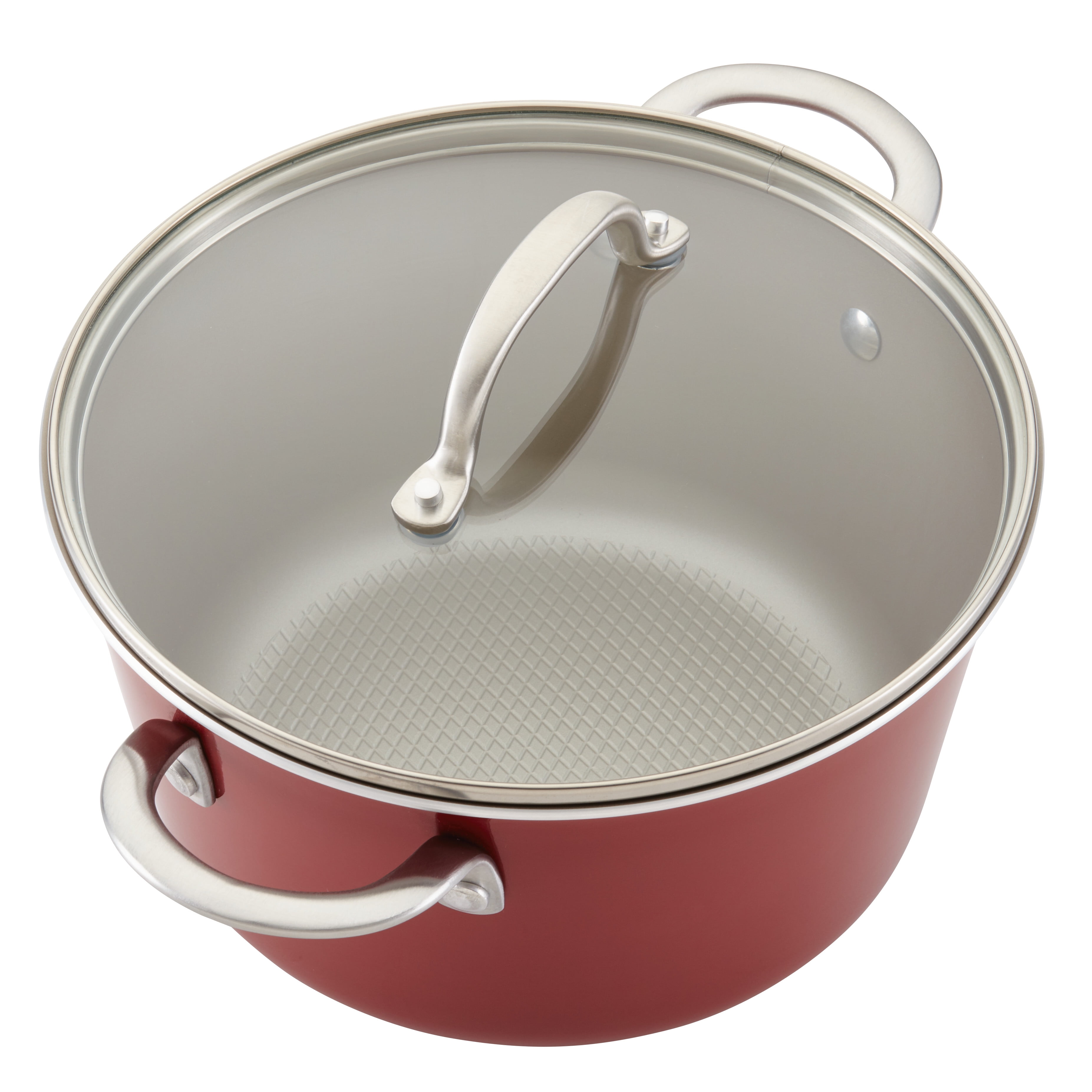 Ayesha Curry Home Collection 9 Pc Porcelain Enamel Nonstick Cookware Pots and Pans Set, Sienna Red