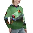 thumbnail image 6 of Wukai Red-Eyed Tree Frog-1 Print Womens Hoodies Fleece Sweatshirts Long Sleeve Sweaters Pullover Fall Outfits Winter Clothes-X-Large, 6 of 7