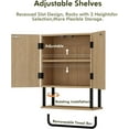 thumbnail image 3 of Farmhouse Bathroom Wall Cabinet with 2 Door, 3-Tier Curved Profile Wooden Medicine Cabinet, Wall Mounted Storage Cabinet with Adjustable Shelf and Towel Bar (Natural, Small), 3 of 9