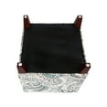 thumbnail image 3 of Homebeez Printed Linen Cube Storage Ottoman with Solid Wood Legs, Cube Footstool, Storage Cabinet, 18" H Weight Capacity 300LB Blue, 3 of 5