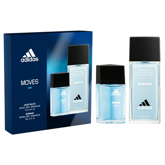 ADIDAS Moves for Him Fragrance Gift Set: Eau de Toilette   Deodorant Natural Spray, 2 Pieces