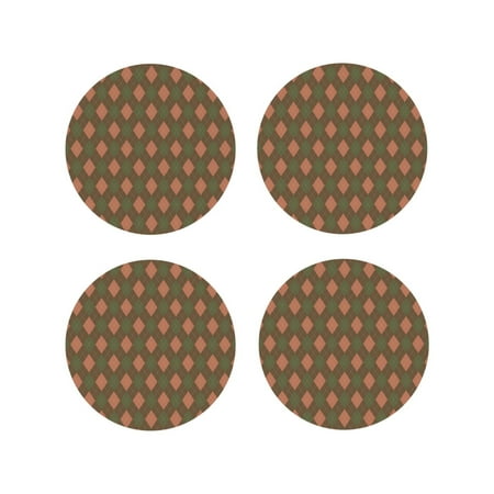 

Junzan Green and Pink Squares Print Coasters for Drinks - Leather Coasters Set of 4 for Coffee Table for Housewarming/Kitchen/Bar/Decor-Round Shape