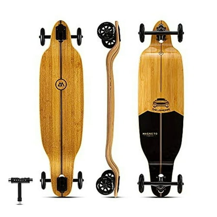 Magneto Drop-Through Longboard Skateboard - 8-Ply Maple Deck Adult Longboard - 100mm All-Terrain Wheels Off-Road Skateboard - Low-Rider Deck Cruiser Board Maneuverability - 40 in x 9.25 in, Wood