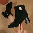 thumbnail image 5 of Wowcloth Women's Suede Rhinestone Ankle Boots - Pointed Toe Mid Heel Chunky Heel Winter Boots for Versatile Outfits, 5 of 8