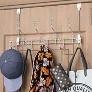 HapiRm Over Door Towel Rack Hook Hanger with 9 Hooks, Heavy-Duty Hook Coat Rack with High Bearing Capacity for Hanging Clothes, Coat, Bag, Robe, Heavy Jackets, Towel, Hat, Silver(15.4" L * 9.8" W)