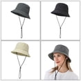 thumbnail image 2 of Bucket Hat Solid Color Unisex Reversible Fishing Hat Beach Cap with Lanyard, 2 of 10