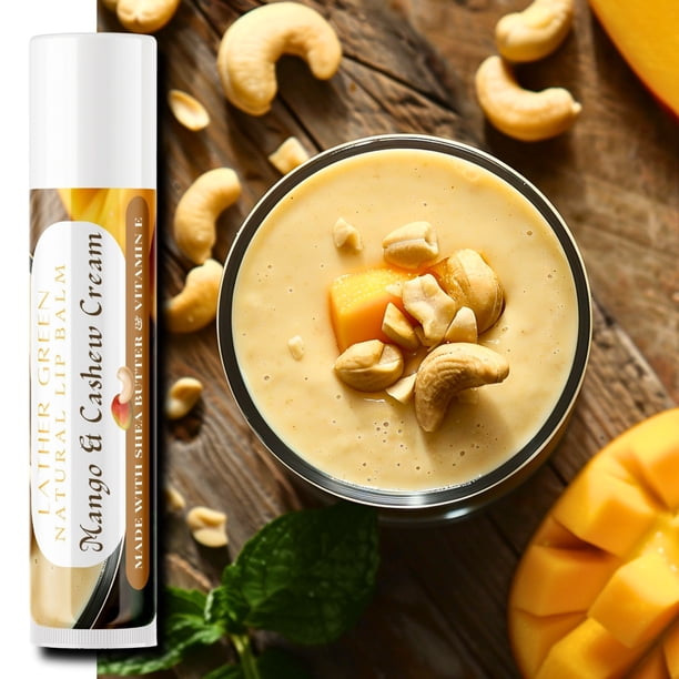 Mango & Cashew Cream Natural Lip Balm, Pack of 3 by LatherGreen