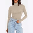 thumbnail image 2 of vdgthytj Long Sleeve Shirts for Women Turtleneck Solid Color Basic Tee Fall Slim Fitted Layering Tops Plus Size, 2 of 7