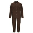 thumbnail image 4 of Zylanna Men's Tracksuit Outfit Sets, 2 Piece Turndown Collar Elastic Waist Long Sleeve Cardigan + Pants Sets for Men Coffee, 4 of 5