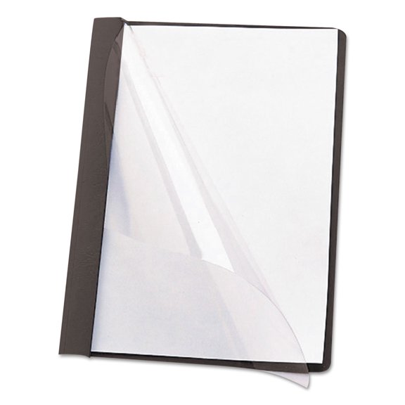 Smead Poly Report Cover Tang Clip Letter 1/2" Capacity Clear/Black 25/Box 87453