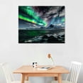 thumbnail image 2 of COMIO Northern Lights Canvas Print Green Picture Aurora Borealis Canvas Wall Art Painting for Living Room SnowyMountainsLandscape Poster Picture Wooden Framed Prints Ready to Hang, 2 of 6