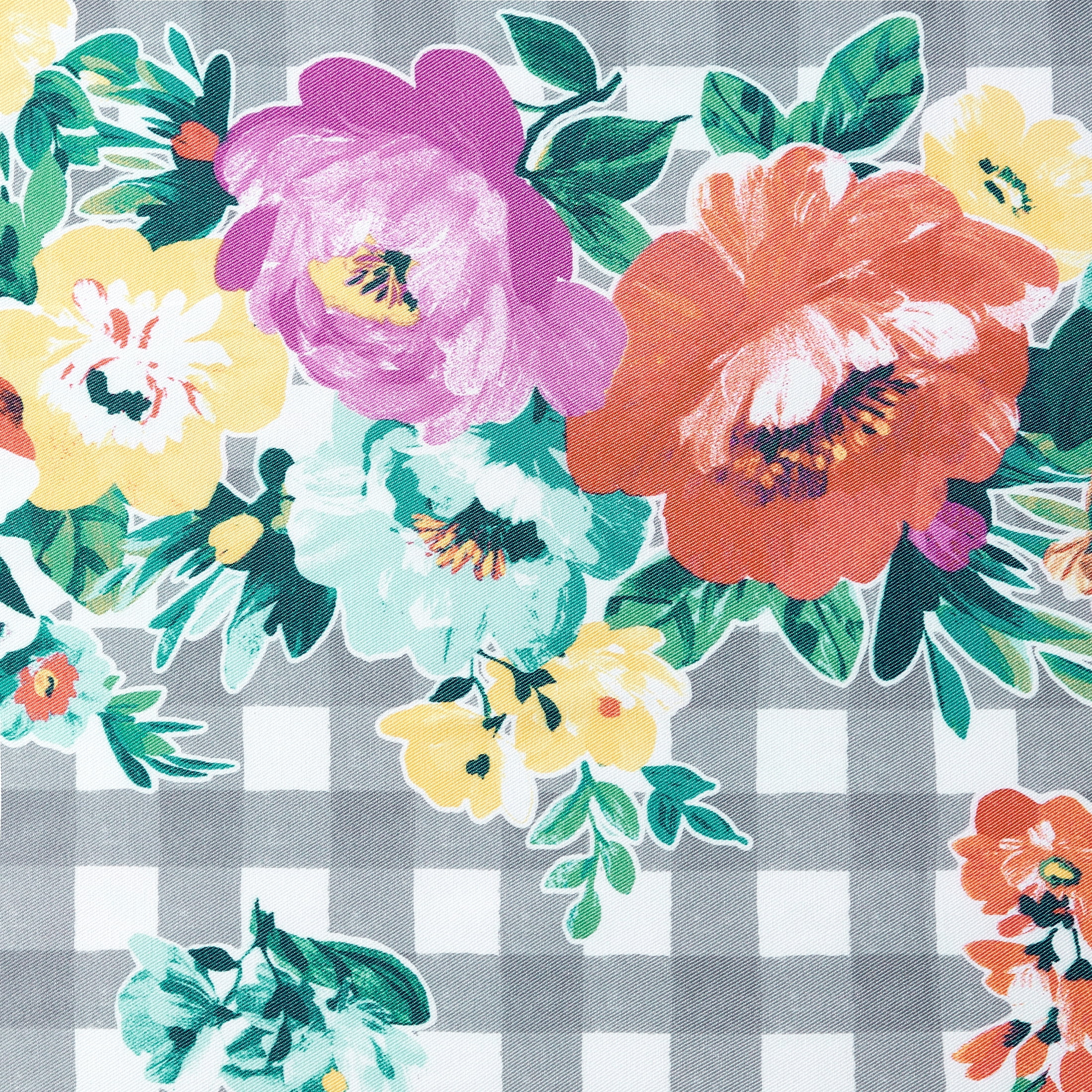 The Pioneer Woman Multi-color Plaid Floral Cotton Polyester Shower Curtain, 72 in x 72 in