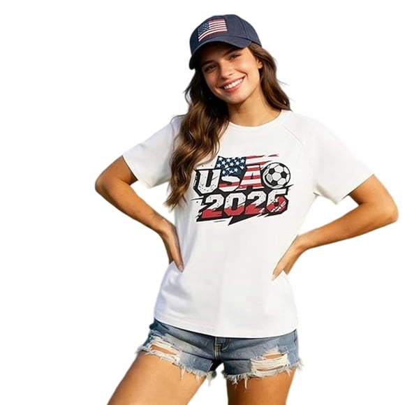Canada 2026 Soccer Shirts for Women Mexico Shirts Soccer Graphic Jerseys Brazil USA Football Soccer V Neck Tops