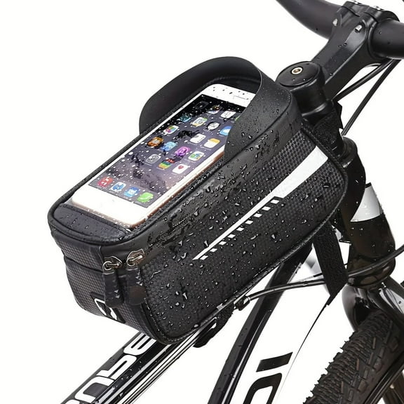 BYXAS Waterproof Bike Frame Bag - [2025 Quick Zipper] Bike Phone Bag with 1.6L Capacity, Bicycle Top Tube Bag, Bike Phone Mount Holder, Cycling Pouch, Bike Accessories for Phones up to 7”