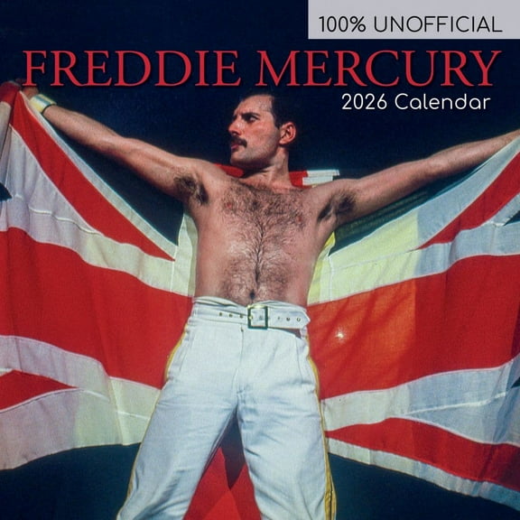 Gifted Stationery Co, Freddie Mercury 2026 Wall Calendar, 12'' X 12'', 16-Month Calendar with Stapled Binding