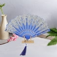 thumbnail image 3 of Unique Bargains Christmas 1 Pc Lucky Cloud Pattern Folding Fan for Masquerade Blue Silk Fabric, 3 of 4