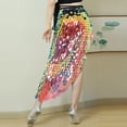 thumbnail image 4 of Women's High Waisted Sequin Maxi Skirt Shimmering Iridescent Mermaid Silhouette Side Split Long Skirt Elegant Tie Waist Cover Up For Cocktail Party Music Festival, 4 of 5