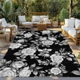 thumbnail image 3 of Outdoor Rug 5x7 ft Black Floral Rose Waterproof Outdoor Patio Rug Mat Non Slip Outside Area Rugs Carpet for RV,Camping,Porch,Deck,Pool,Balconybackyard,Vintage Leaf Flower, 3 of 9
