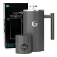 thumbnail image 1 of Coffee Gator Cafetera de prensa francesa - Cerveza con aislamiento térmico más tarro de viaje - Gran capacidad, acero inoxidable de doble pared - 34 oz - Gris, 1 of 5