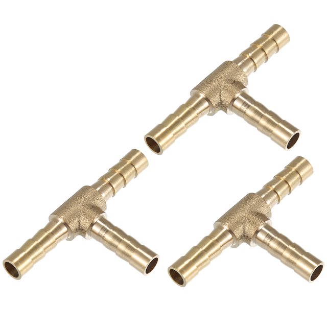 3 uds., 6mm, 0,24 ", accesorio de manguera de púas de latón para coche, conector de 3 vías en forma de T para carpintero, aire, agua, combustible y Gas