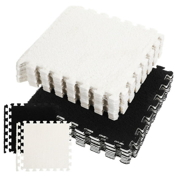 KONTONTY 20 Pieces Plush Interlocking Carpet Tiles Soft Cushioned Floor Mats for Comfortable Home Flooring