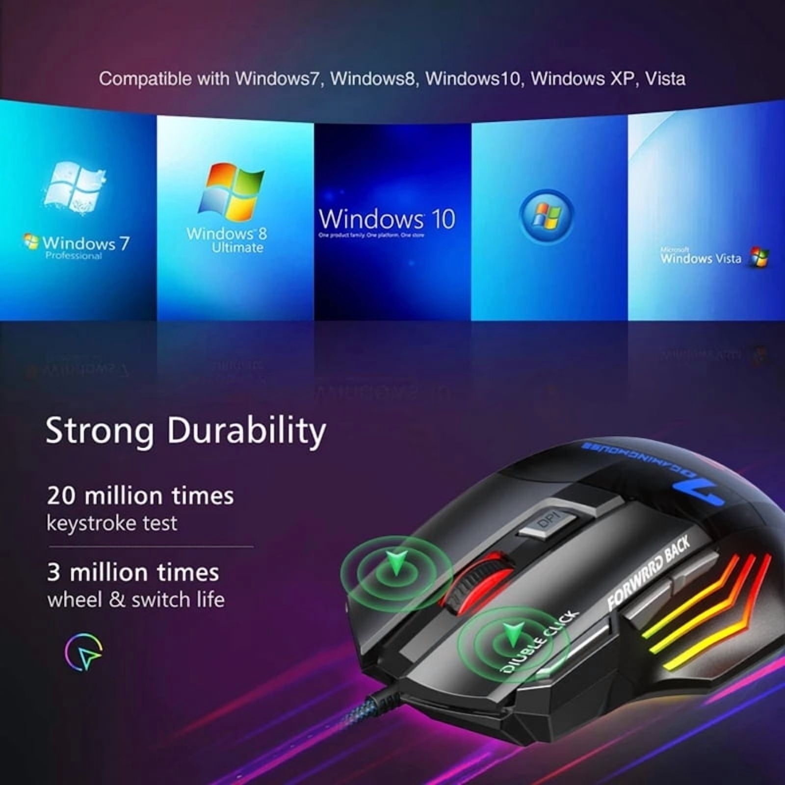 Wired Gaming Mouse Gamer Mouse Silent Computer Mouse Backlit Ergonomic Mause 7 Button RGB Backlight USB Mice Mute For PC Desktop