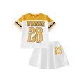 thumbnail image 2 of PureChapter Girls Clothing Sets Color Block Short Sleeve T-Shirt & Pleated Skirt 2 Piece Back to School Outfit for Kids 7-14, 2 of 7