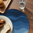 thumbnail image 3 of Navy Blue Ombre Round 13 Inch Placemats Set of 2, Modern Moire Wave Gradient HeatResistant Non Slip Place Mats for Dining Table, Wipeable Braided Kitchen Table Mats for Housewarming, 3 of 9
