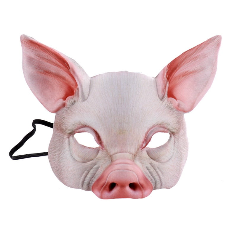 Latex Pig Boy Chinless Mask Halloween Adult One Size Funny Adult Mask fnt 