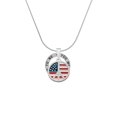 thumbnail image 2 of Delight Jewelry Silvertone Large Peace Sign with USA Flag Silver-tone You Mean the World to Me Ring Necklace, 18", 2 of 4