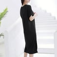 thumbnail image 4 of Women Nightgown Side Slit Long Nightshirt Short Sleeve V Neck Full Length Sleepwear Sleep Shirt for Women, 4 of 4