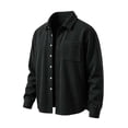 thumbnail image 4 of Itsame Boys Corduroy Jacket, Lapel Collar Long Sleeve Shirt Jacket, Casual Fall Winter Outwear with Pockets Black Size 12, 4 of 9