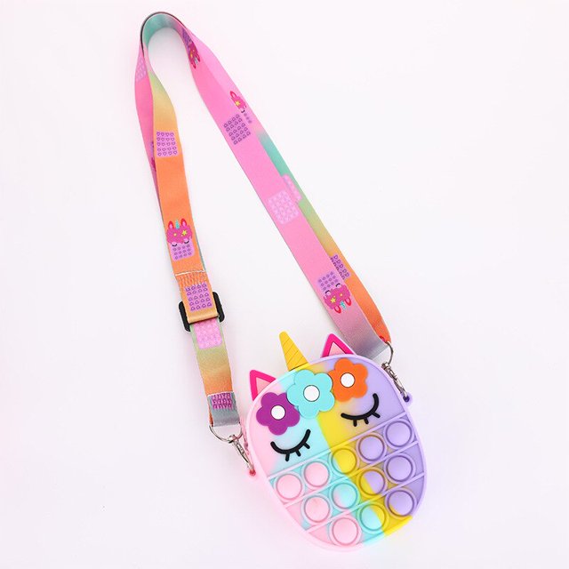 Juguetes antiestrés de silicona para niñas, bolsa de burbujas de empuje, antiestrés, estrujable, arcoíris, unicornio, Premium