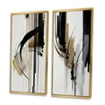 thumbnail image 3 of Designart "Expression in Black, White, and Gold I" Abstract Framed Wall Art Set Of 2 - Black Geometric Frame Gallery Set For Office Decor, 3 of 6